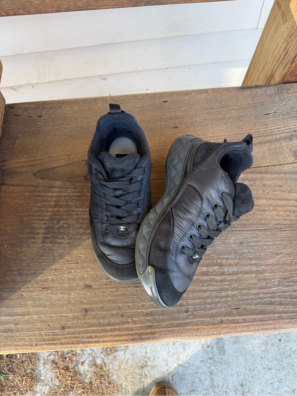CHANEL Black Low-Top Women's Sneakers size 37.5